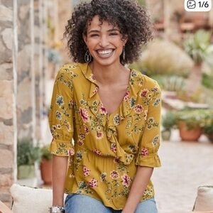 NWT Sundance Calla Peplum Floral Ruffle Top